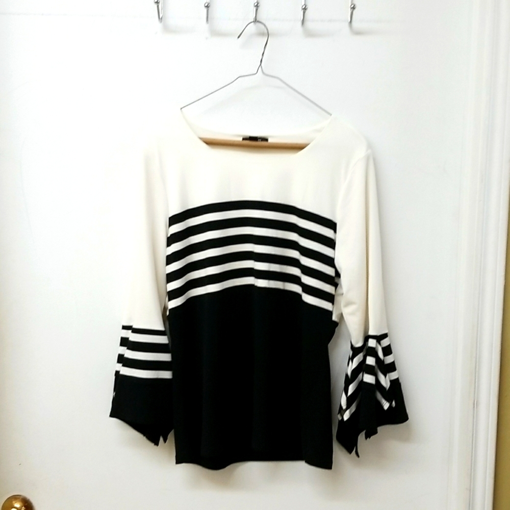 Black and White Striped Blouse